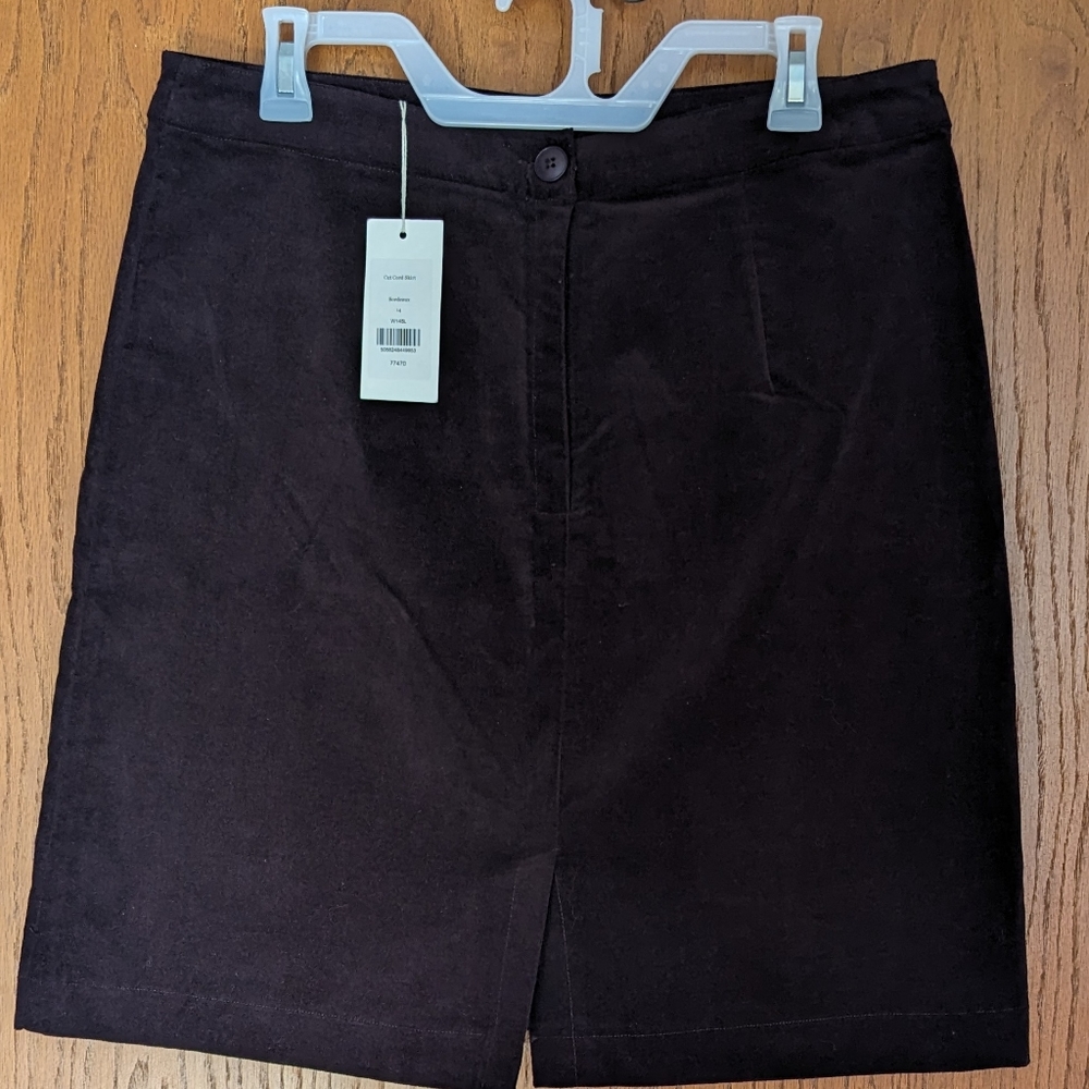 NWT WoolOvers Skirt, Cotton Blend, Midi, Career, Fall, Dark Plum, Stretchy, 10 - Picture 6 of 6